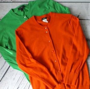 J. Crew Set of 2 Perfect Cardigans Red Green XS